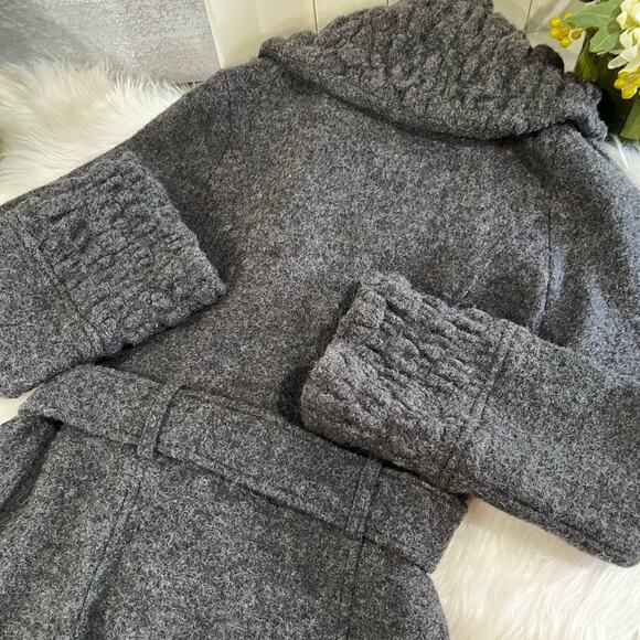 NEW Willi Smith Wool Classic Belted Longline Knit Swing Embellished Car Coat S - Picture 15 of 16